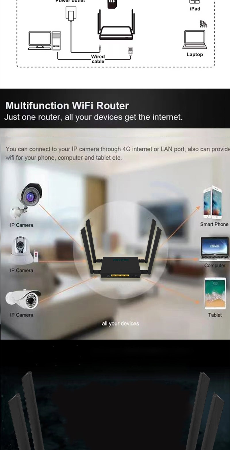 Getspeed P675 4G LTE Router, 300 Mbps Cat4 Wireless Wi-Fi Router, with Industrial Grade Metal Case/Detachable External Antennas/SIM Card Slot Unlocked,1 WAN 4 LAN